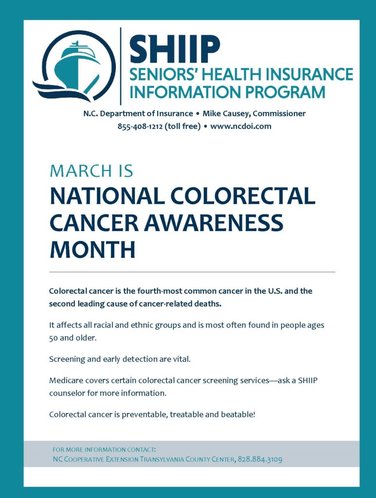 SHIIP National Colorectal Cancer Month Poster