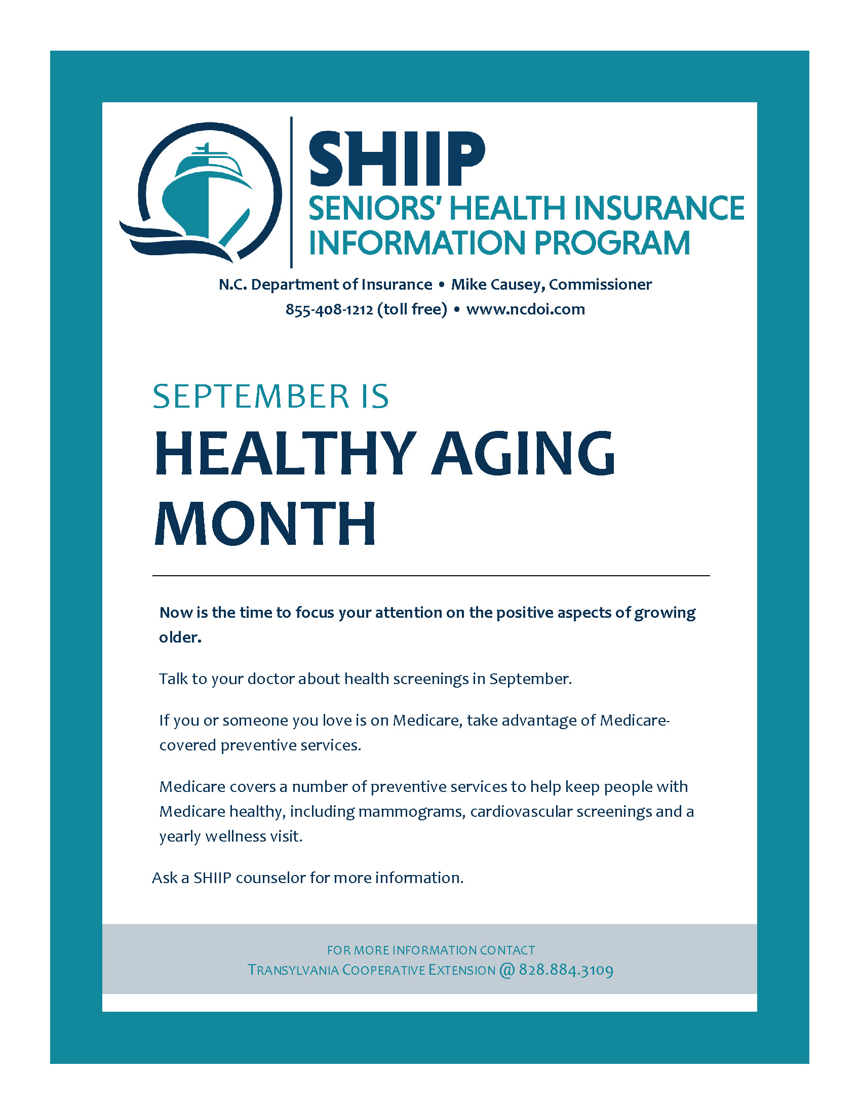SHIIP Healthy Aging Month Poster