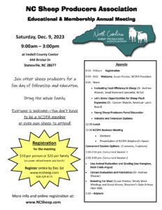 Cover photo for North Carolina Sheep Producers Association Annual Meeting and Educational Program