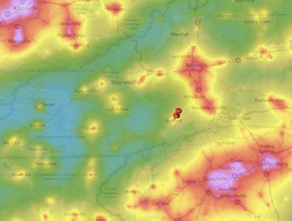 Brevard Light Pollution Map